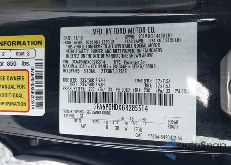 2016 Ford Fusion Se z USA, uszkodzony, nr VIN 3FA6P0HDXGR285514